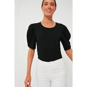 POMANDER PLACE Black Vesty Puff Short Sleeve Crewneck Size XL NWT